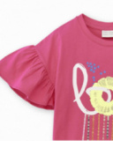 T-shirt fille fuchsia en maille Collection Acid Bloom T-shirt fille fuchsia en maille Collection Acid Bloom