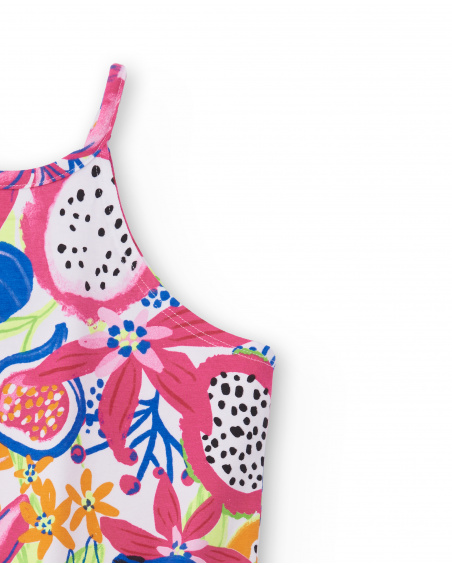T-shirt fille fuchsia en maille nouée Collection Acid Bloom