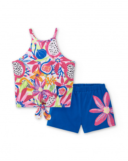 Ensemble tricot fille bleu fuchsia Collection Acid Bloom