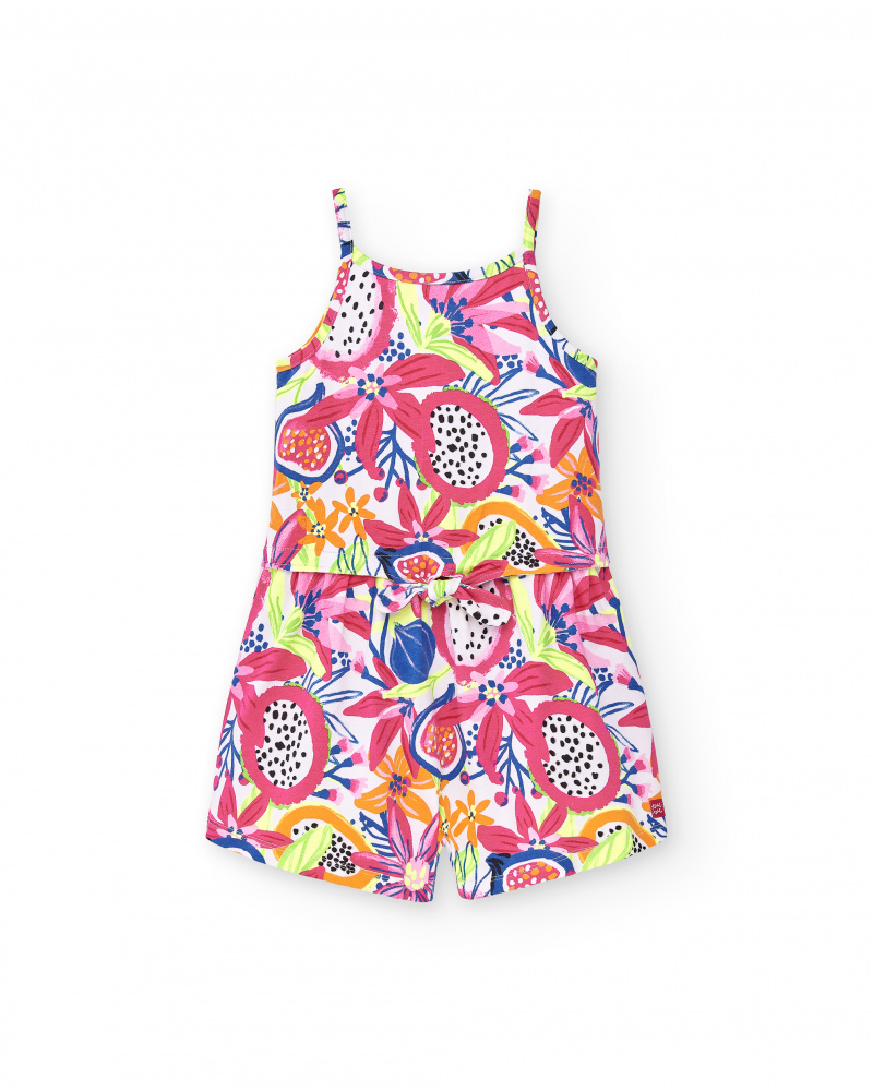 Combinaison fille en maille blanche Collection Acid Bloom