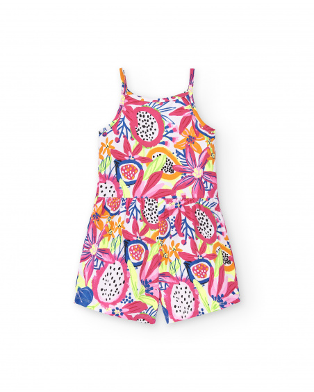 Combinaison fille en maille blanche Collection Acid Bloom