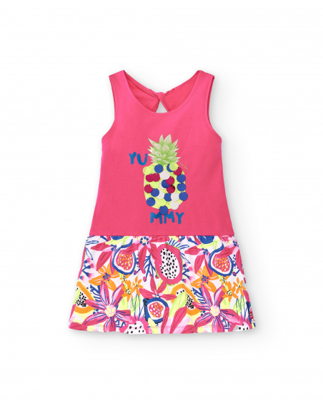 Robe fille fuchsia en maille Collection Acid Bloom
