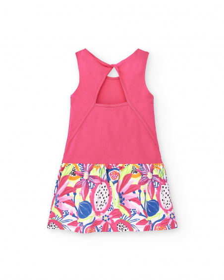 Robe fille fuchsia en maille Collection Acid Bloom