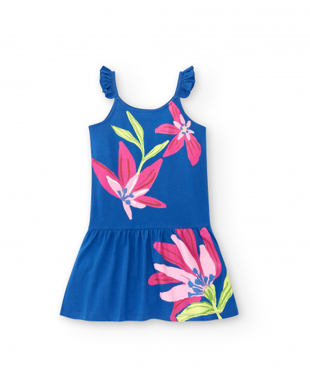 Robe en maille bleue fille Collection Acid Bloom