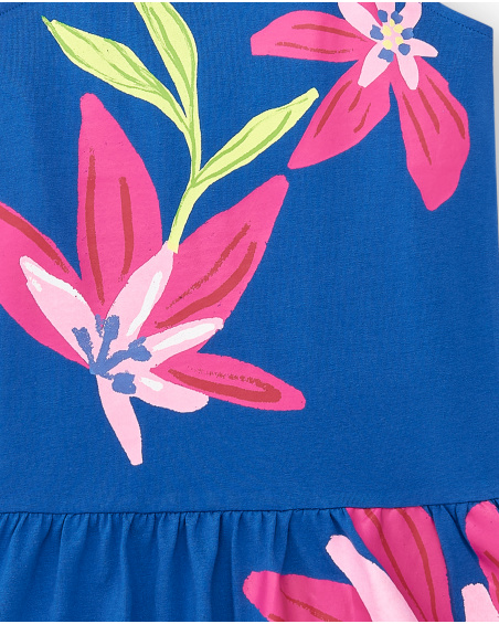 Robe en maille bleue fille Collection Acid Bloom