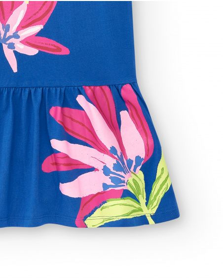 Robe en maille bleue fille Collection Acid Bloom