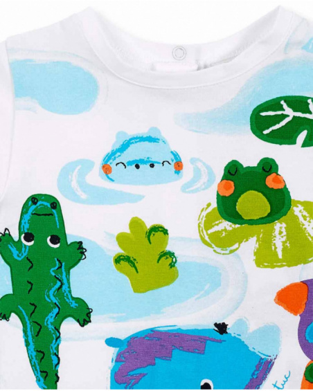 Ensemble tricot popeline vert blanc garçon Collection Water