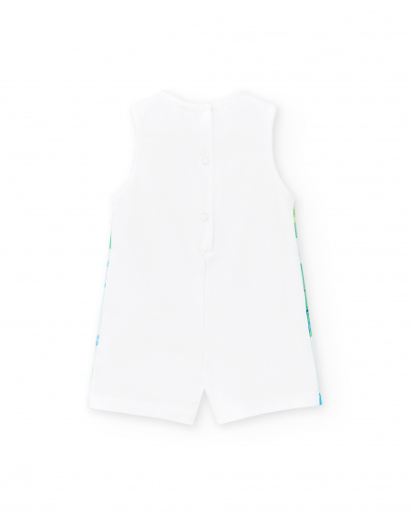 Barboteuse garçon en maille blanche Collection Water Lilies