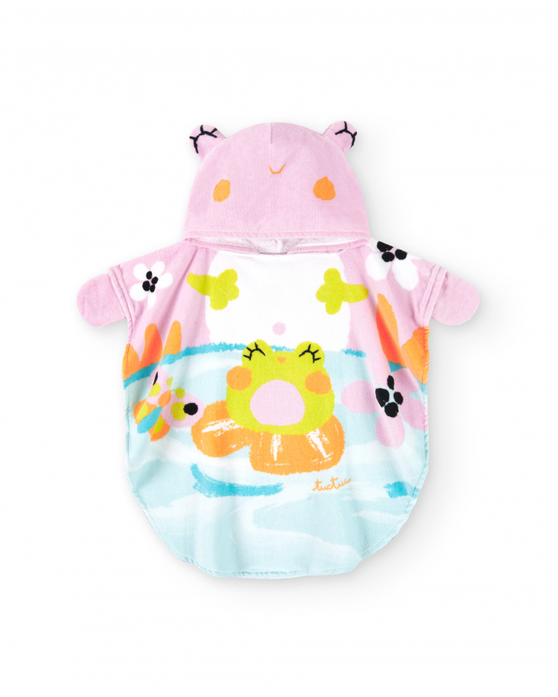 Serviette poncho rose fille Collection Water Lilies