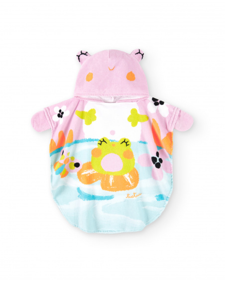 Serviette poncho rose fille Collection Water Lilies