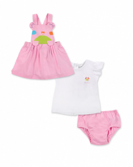 Ensemble maille rose blanc fille Collection Water Lilies
