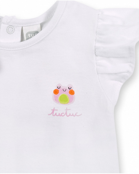 Ensemble maille rose blanc fille Collection Water Lilies