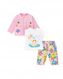 Ensemble 3 pièces fille en maille rose Collection Water Lilies