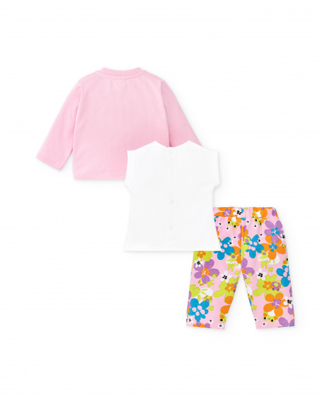 Ensemble 3 pièces fille en maille rose Collection Water Lilies