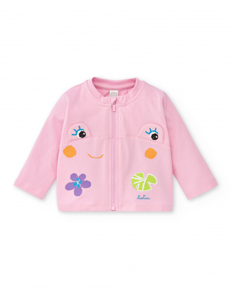 Ensemble 3 pièces fille en maille rose Collection Water Lilies