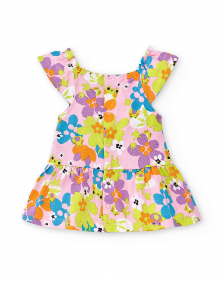 Ensemble maille imprimé rose fille Collection Water Lilies