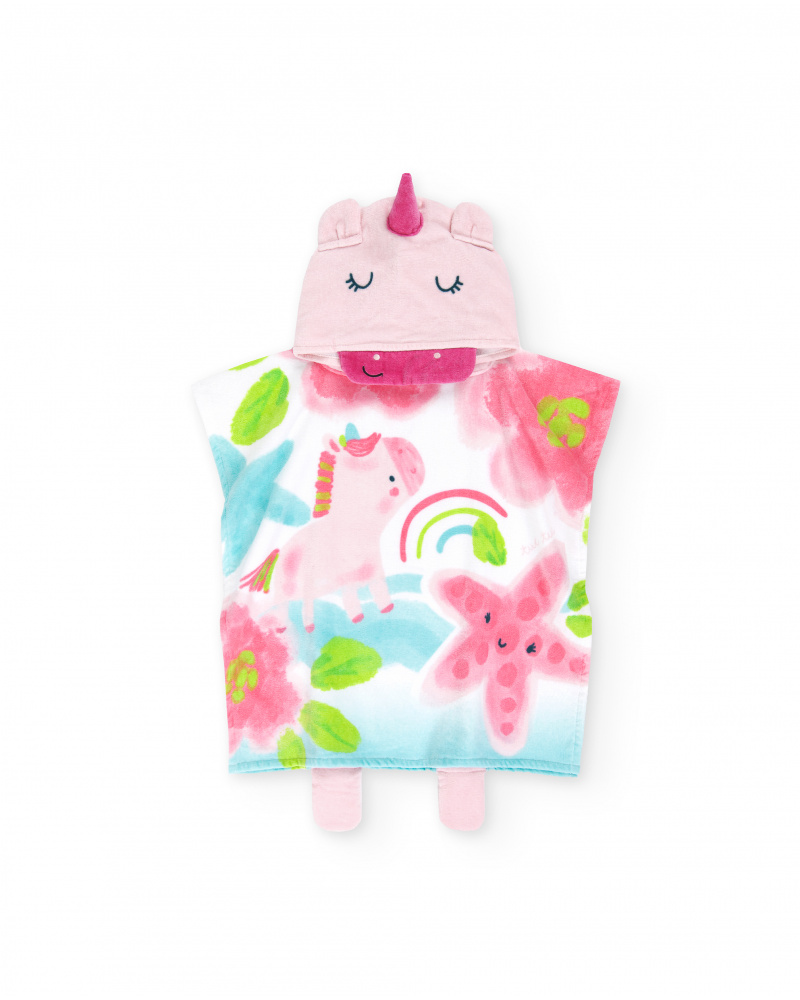 Serviette poncho rose fille Collection Over The Rainbow