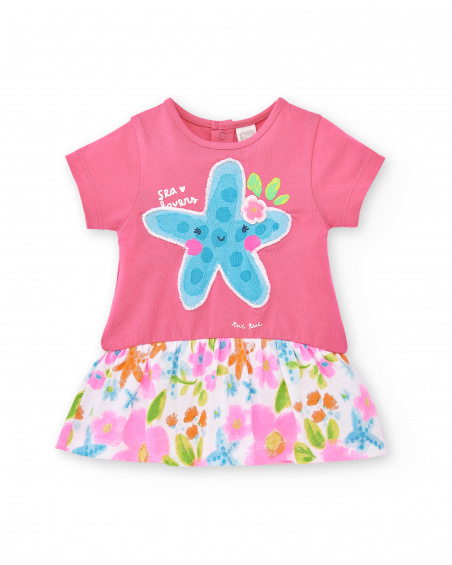 Robe fille fuchsia en maille Collection Over The Rainbow