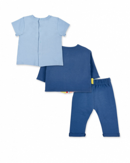 Ensemble réversible garçon en maille bleue Collection Frutti
