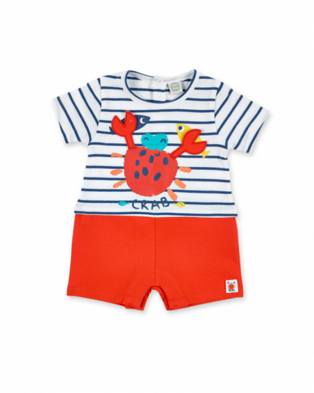 Barboteuse tricot garçon rouge blanc Collection Frutti
