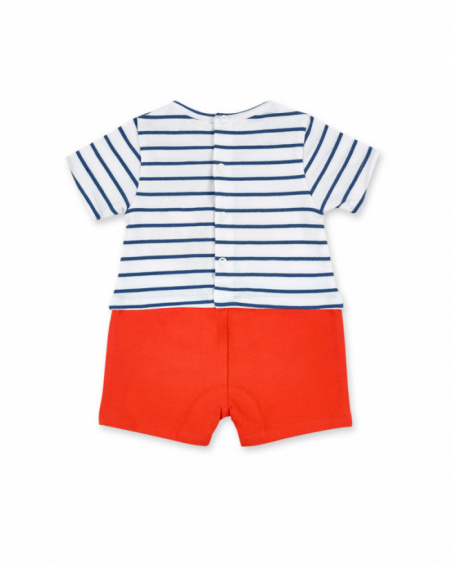 Barboteuse tricot garçon rouge blanc Collection Frutti