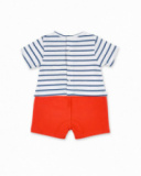 Barboteuse tricot garçon rouge blanc Collection Frutti