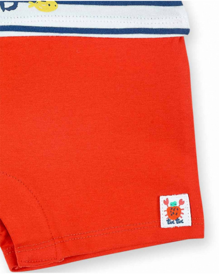 Barboteuse tricot garçon rouge blanc Collection Frutti