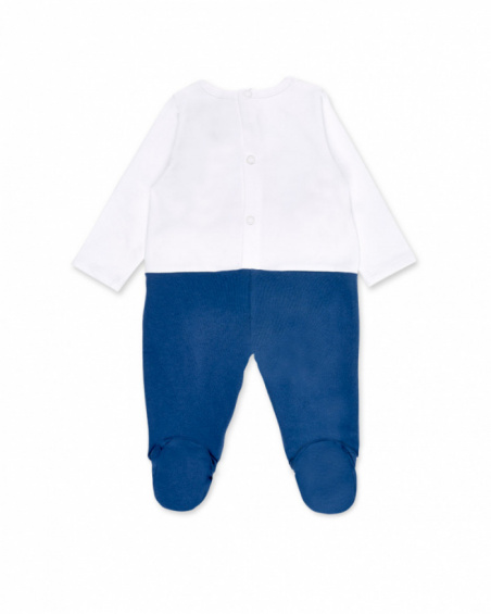 Barboteuse tricotée bleu blanc garçon Collection Frutti