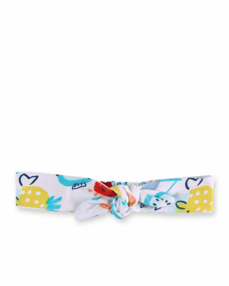 Bandeau fille en tricot blanc Collection Frutti