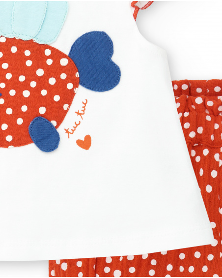 Ensemble fille rouge blanc plante tricotée Collection Frutti