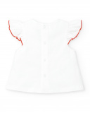 Ensemble fille rouge blanc plante tricotée Collection Frutti