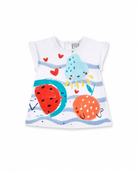 Robe fille en maille blanche Collection Frutti