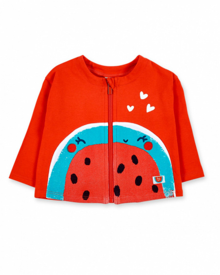 Veste tricotée rouge fille Collection Frutti
