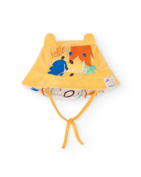 Bonnet réversible en maille orange garçon Collection Animal Life