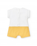 Barboteuse garçon en maille jaune blanc Collection Animal Life