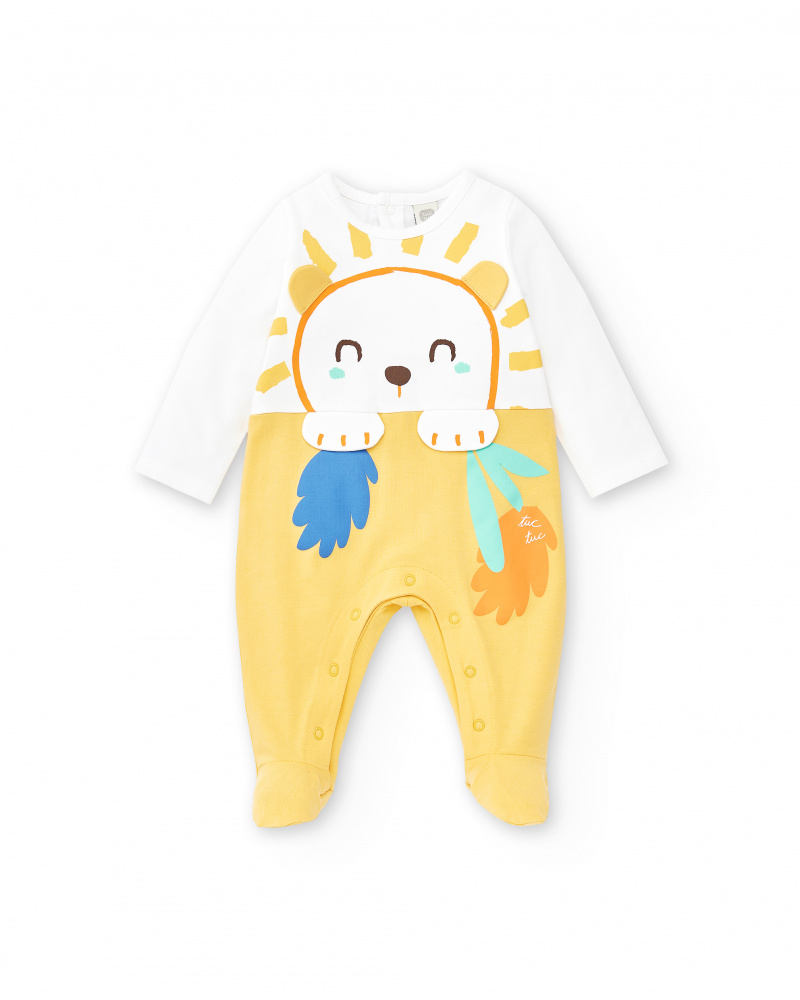 Barboteuse longue en tricot blanc pour garçon Collection Animal