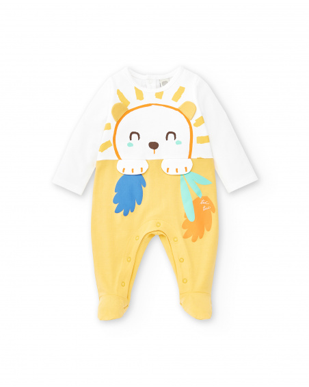 Barboteuse longue en tricot blanc pour garçon Collection Animal