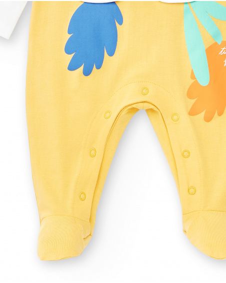Barboteuse longue en tricot blanc pour garçon Collection Animal