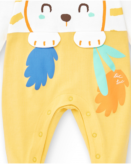 Barboteuse longue en tricot blanc pour garçon Collection Animal