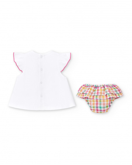 Ensemble fille maille rectiligne blanche Collection Animal Life