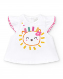 Ensemble fille maille rectiligne blanche Collection Animal Life