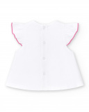 Ensemble fille maille rectiligne blanche Collection Animal Life