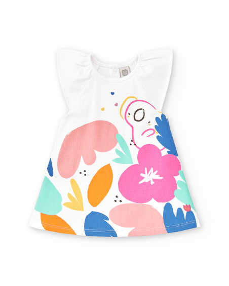 Robe fille en maille blanche Collection Animal Life