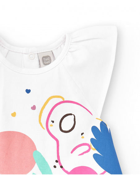 Robe fille en maille blanche Collection Animal Life