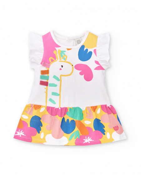 Ensemble maille rose blanc fille Collection Animal Life