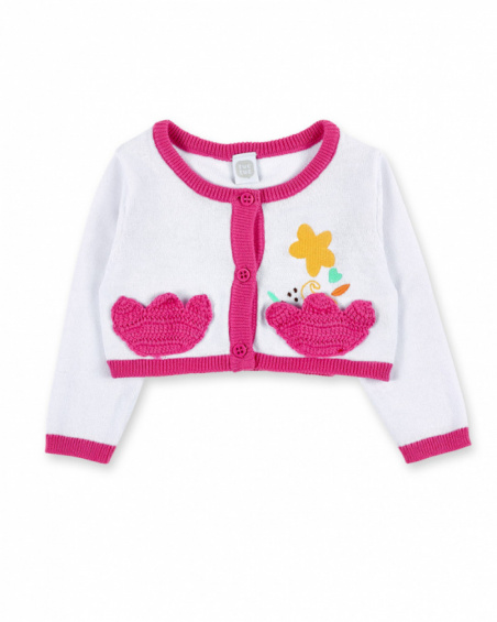 Veste tricot blanche fille Collection Animal Life