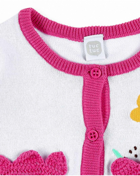 Veste tricot blanche fille Collection Animal Life