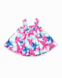 Robe fille en popeline bleue fuchsia Collection Paradiso