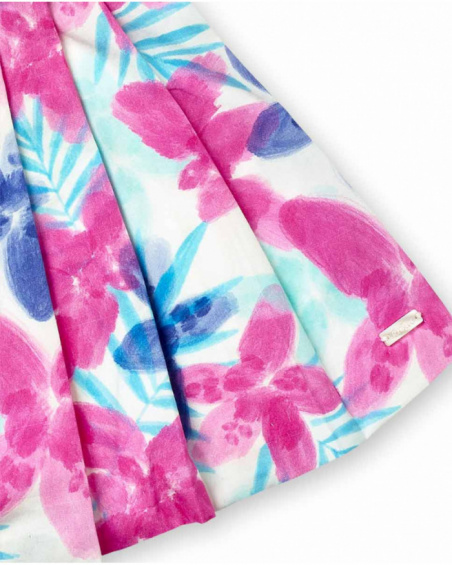 Robe fille en popeline bleue fuchsia Collection Paradiso