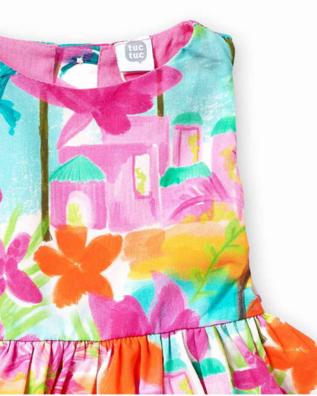 Robe fille en popeline bleue Collection Paradiso